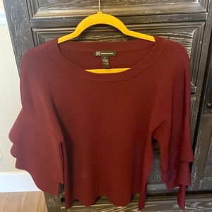 Maroon layered flared sleeve top